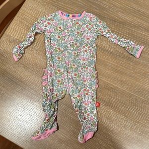 Magnetic me, baby girl footie with ruffle bottom 0-3m